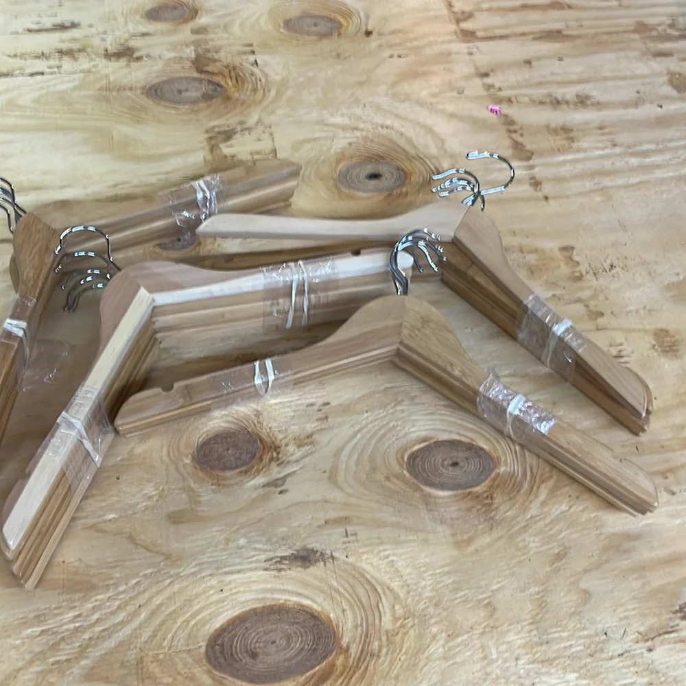 20 Bamboo Wooden Shirt Hangers